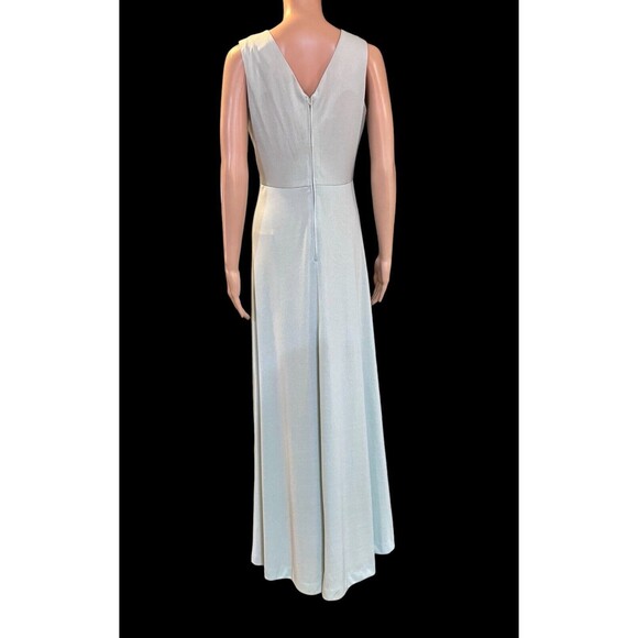 VTG Glam Disco Dress Maxi V Neck Fairy Angel Pastel Blue 60s 70s Union Made 12 - Picture 2 of 16